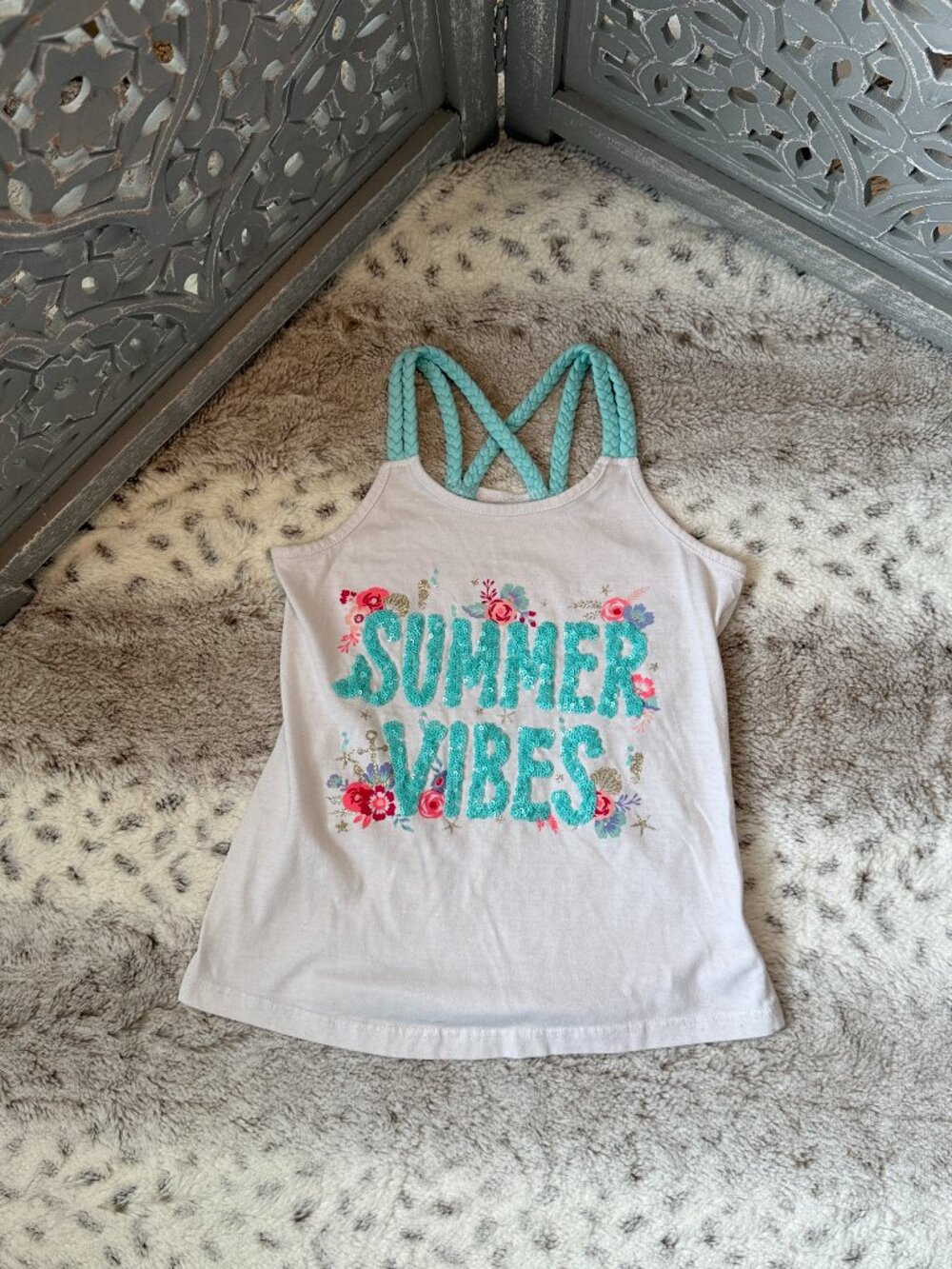 Tommy Bahama halter top girls size 6 Summer Vibes floral sequins tropical beach